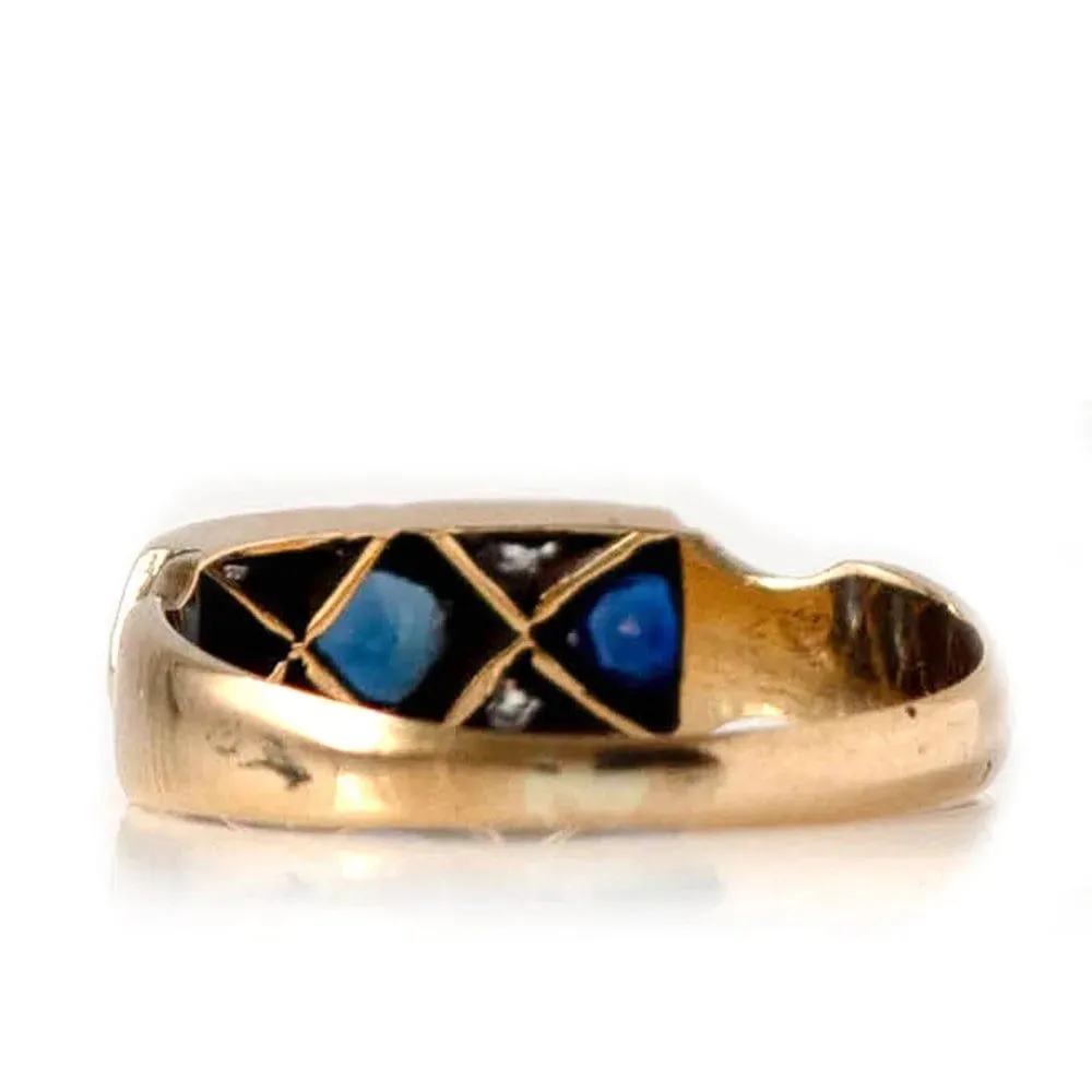 Antique Edwardian 1903 Sapphire Diamond 18ct Yellow Gold Ring