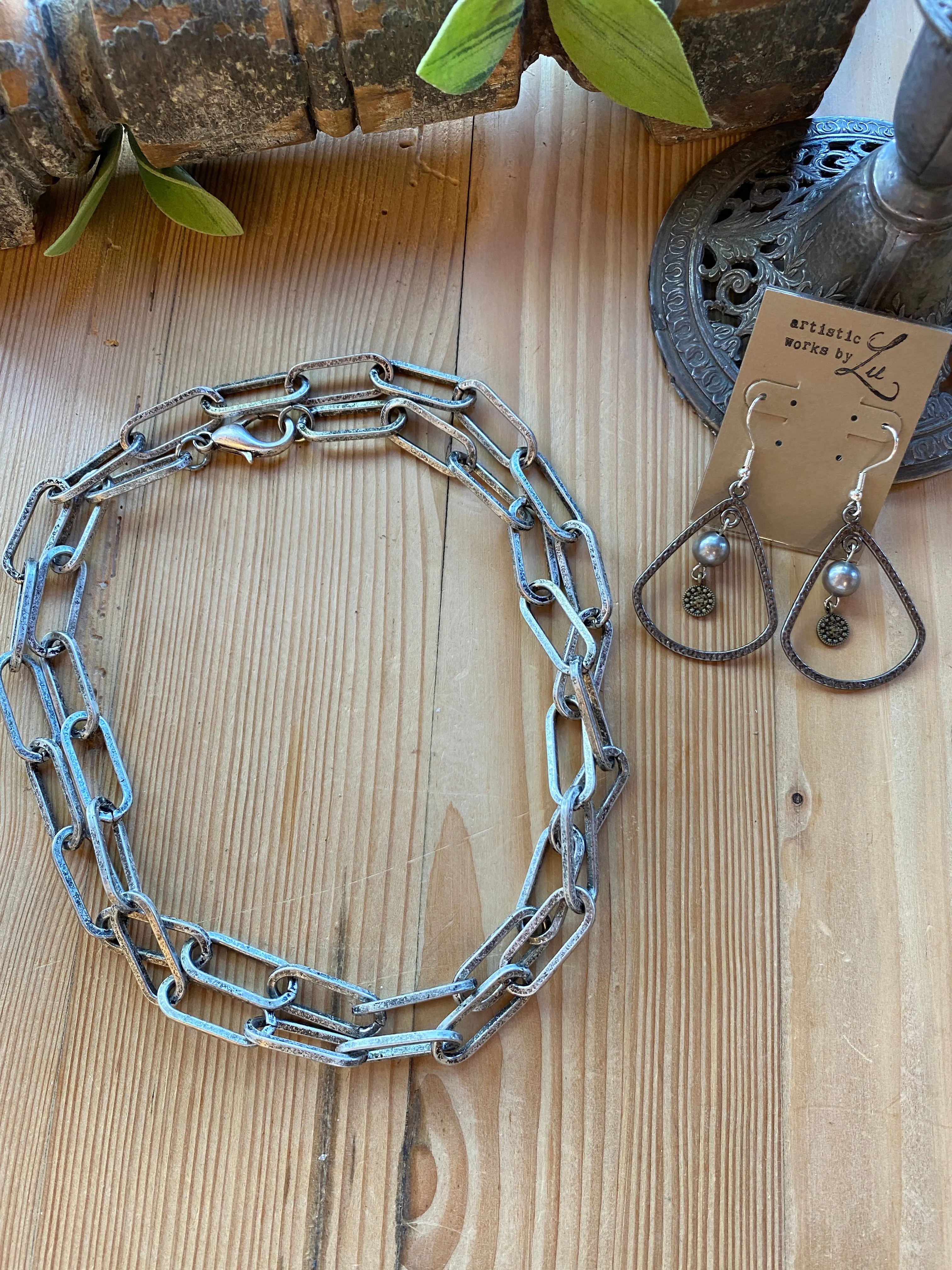 Antique Silver Large Link Layering Chain