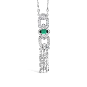 Art Deco Emerald & Diamond Estate Pendant