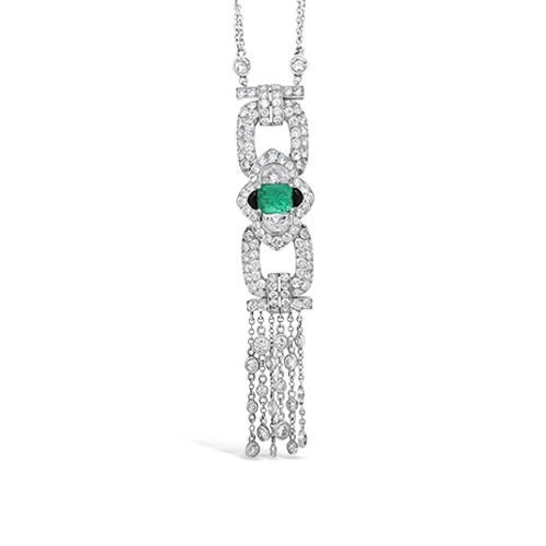 Art Deco Emerald & Diamond Estate Pendant