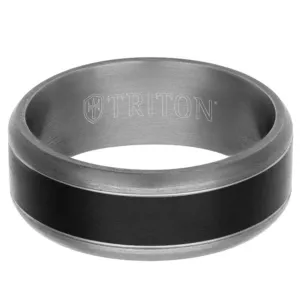 Artcarved 8MM Tantalum Wide Black Inlay Wedding Band