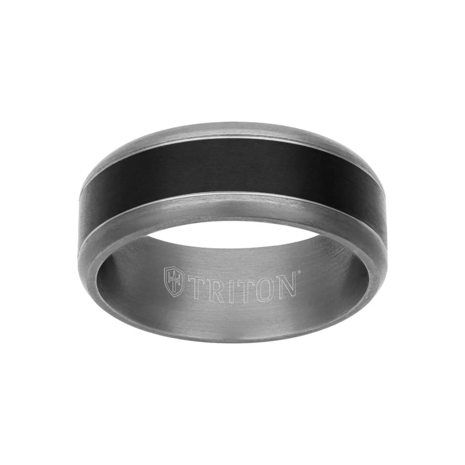 Artcarved 8MM Tantalum Wide Black Inlay Wedding Band