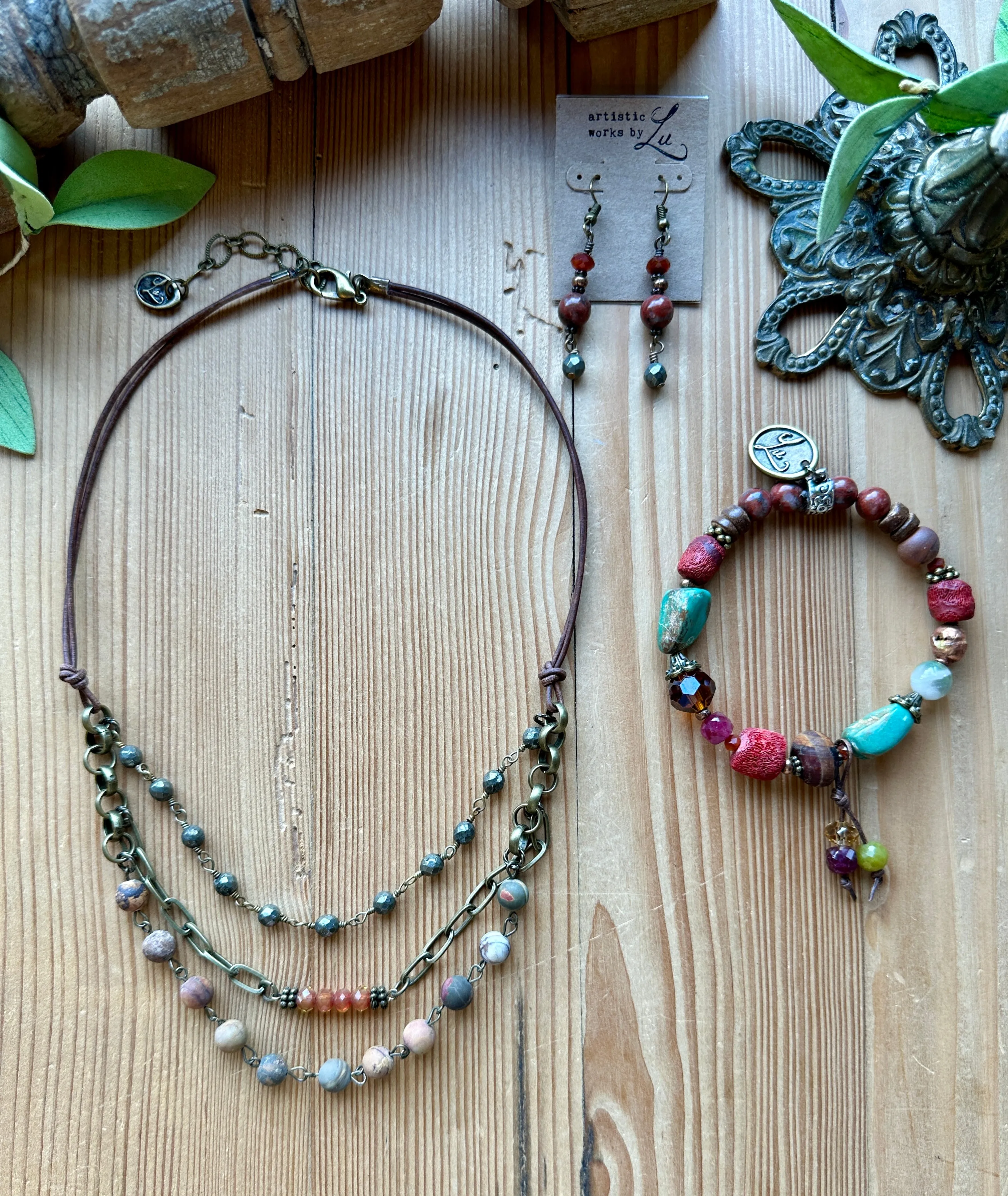 Autumn Spice Short Triple Necklace