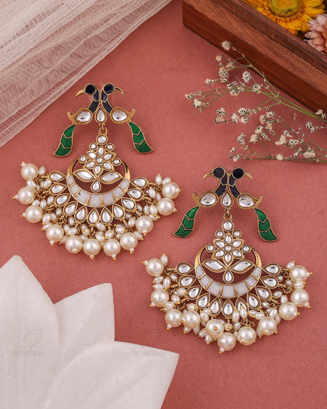 Avadh Kundan Dangler Earrings - RANG