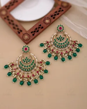 Azab Kundan Chandbali Earrings - RANG