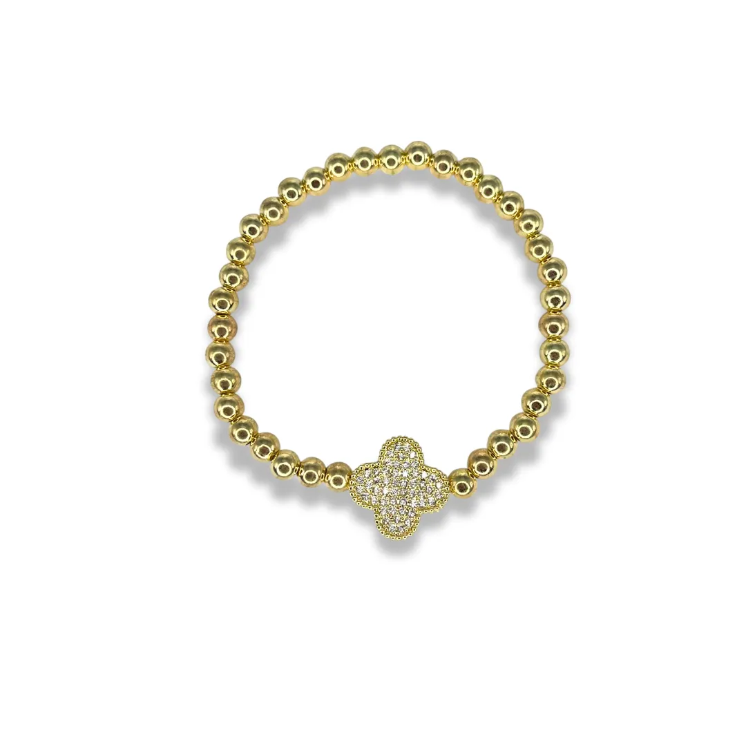 Beaded Clover Bracelet - Pave