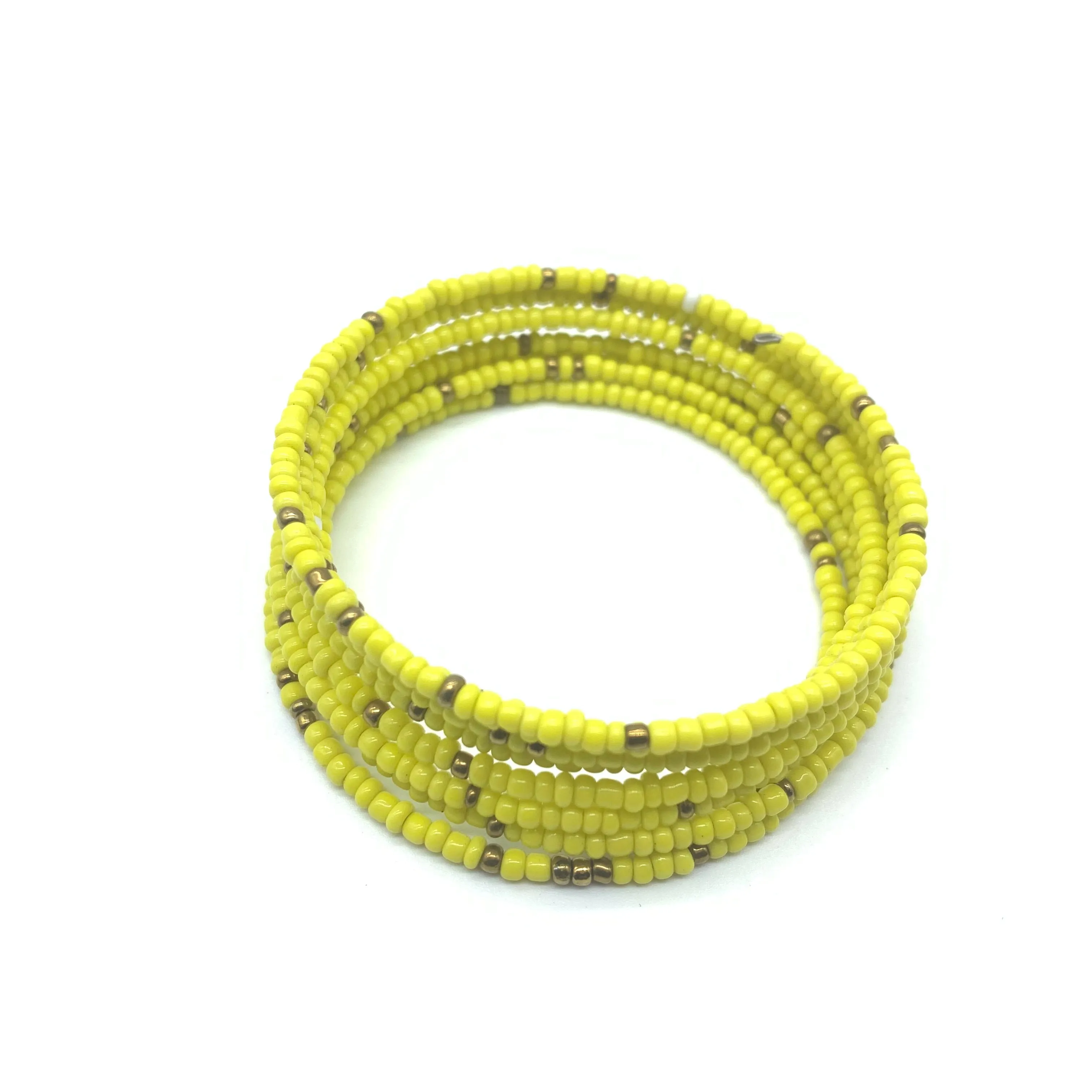 Beaded Coil Bracelet-Yellow 4