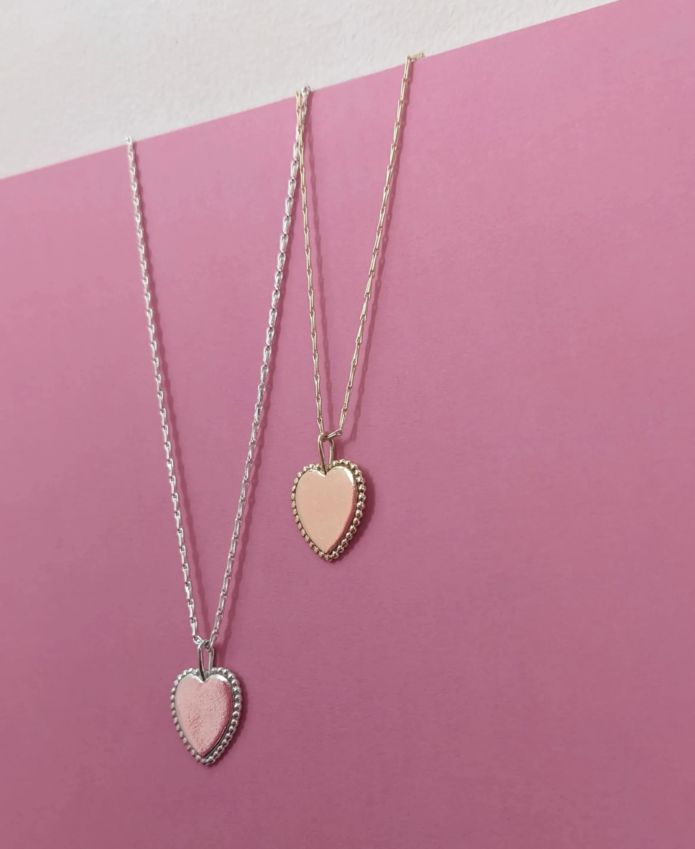 Beaded Heart Necklace in Gold