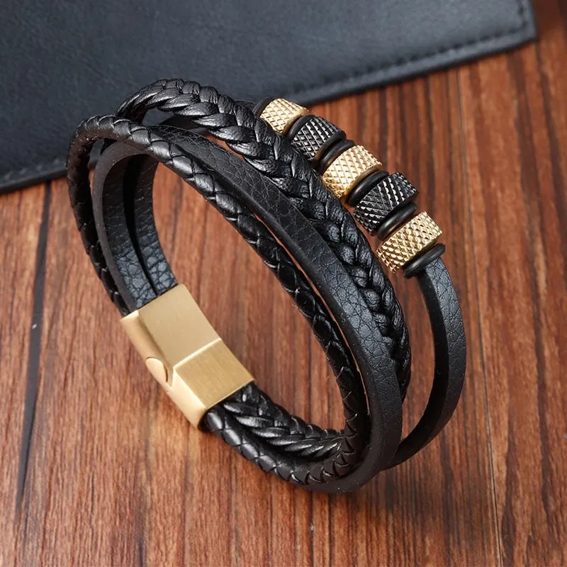 Beaded leather bracelet