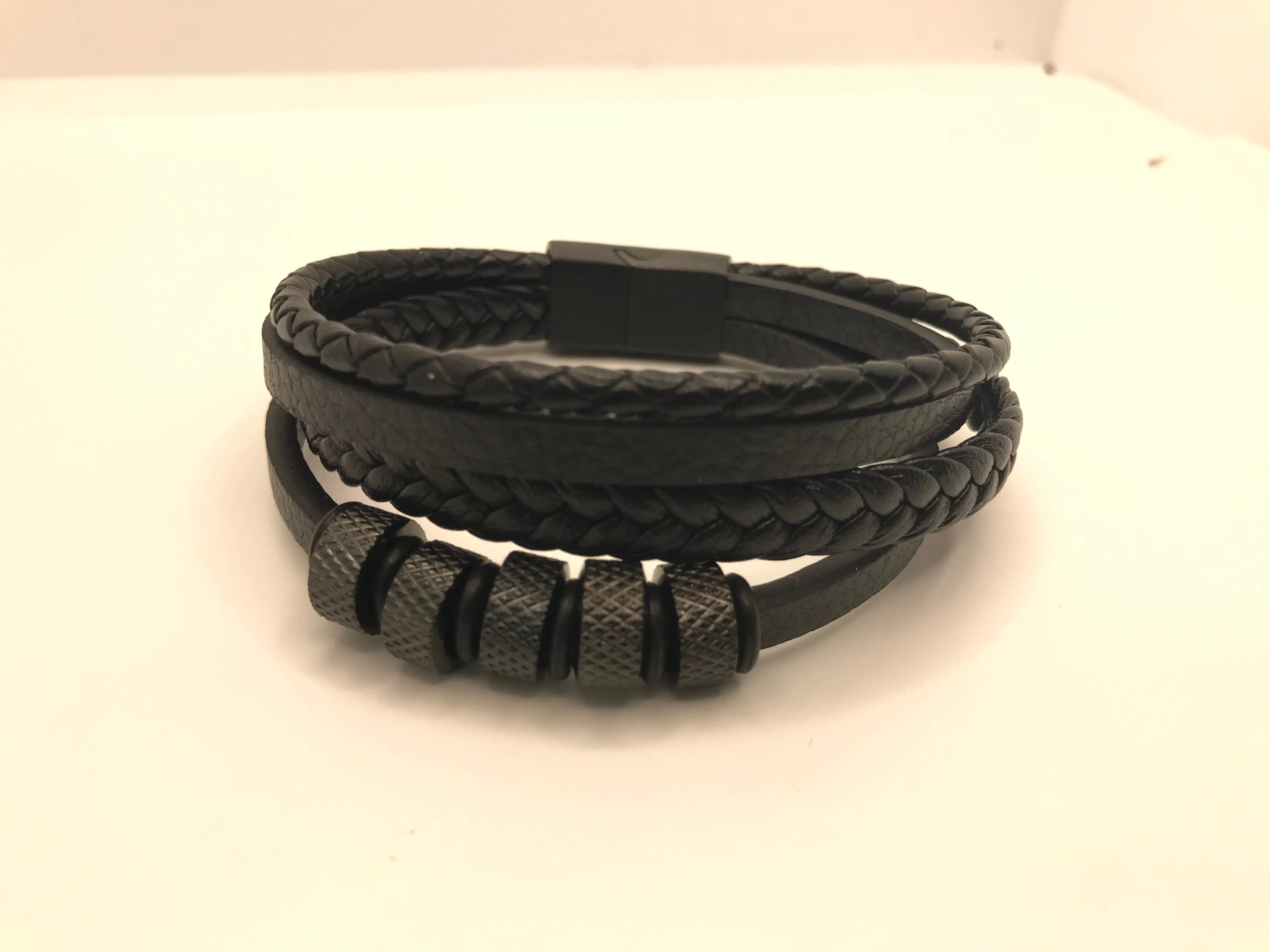 Beaded leather bracelet