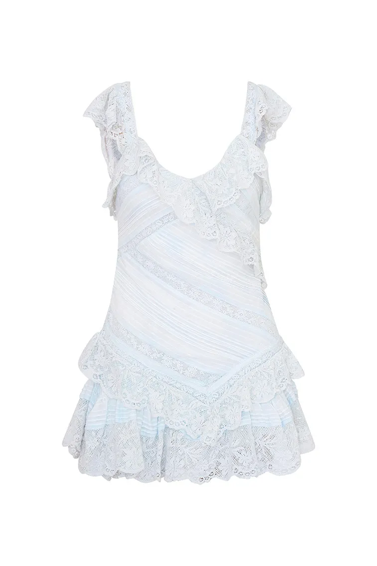 Bensley Fitted Lace Mini Dress- MOONSTONE