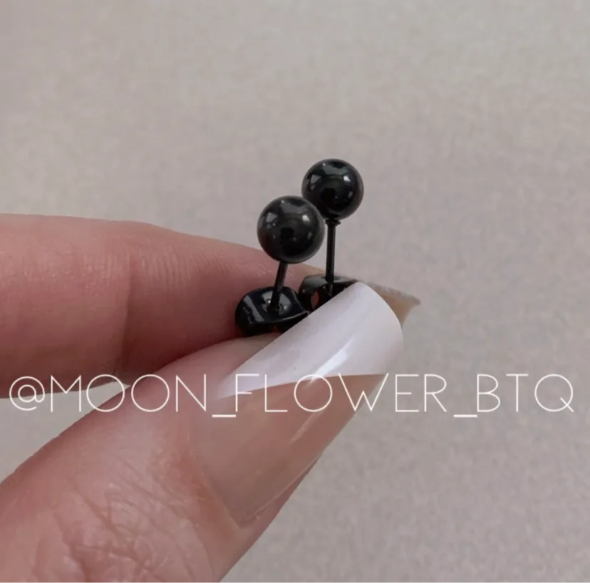 Black Ball Stud Earrings