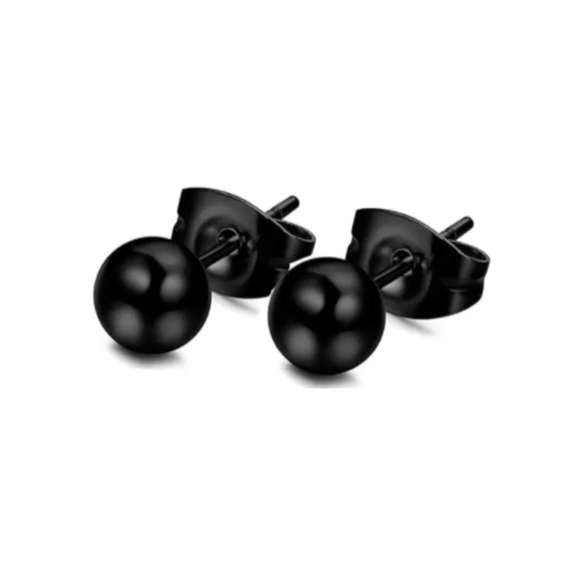 Black Ball Stud Earrings