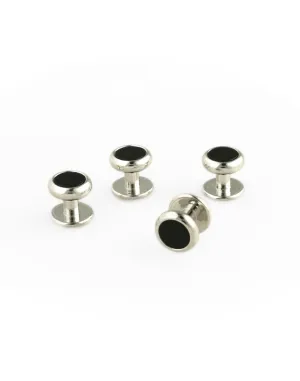 Black Onyx Inset with Silver Setting Studs Set