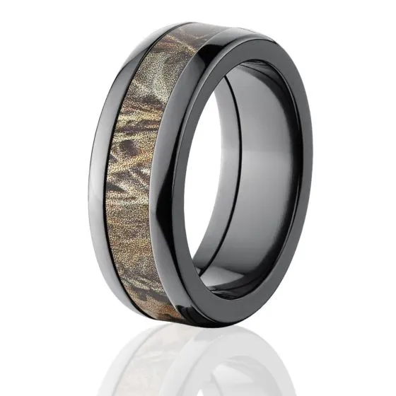 Black Zirconium RealTree Max 4 Camo Rings, Men's Camo Band