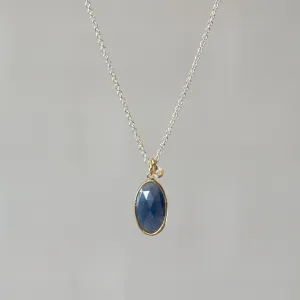 Blue Sapphire Sterling Silver and 14K Yellow Gold Theia Necklace