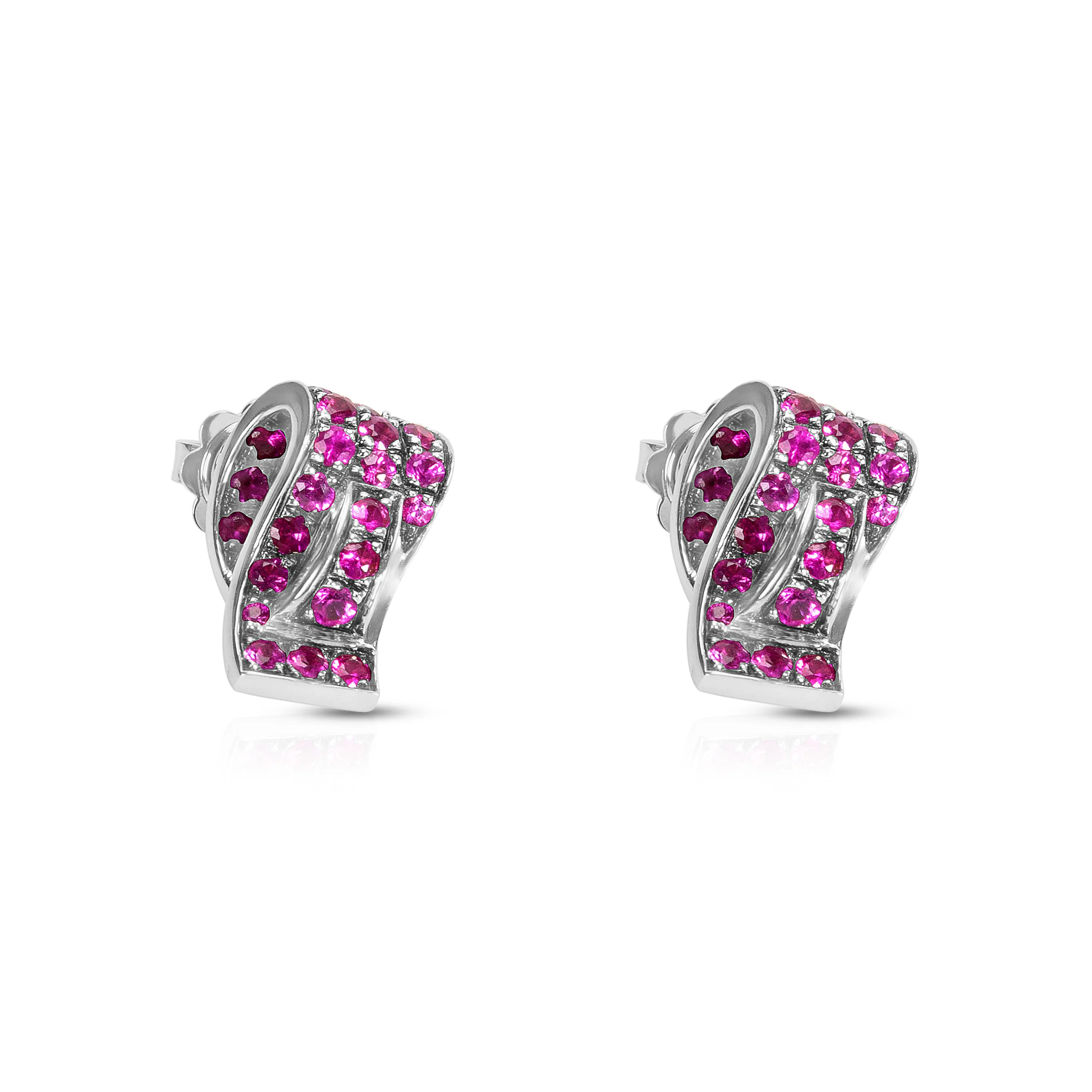 BRAND NEW Favero Ruby Earrings in 18K White Gold 1.08 ctw