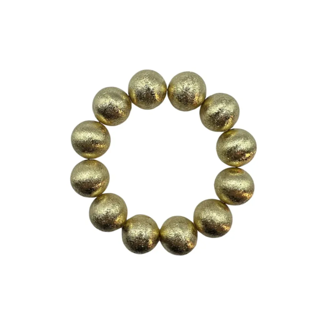 Brushed Metal Beaded Bracelet | Gold