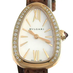 Bvlgari Serpenti Quartz Watch with Diamond Bezel, K18PG Case, Leather Strap, SPP27WPGDL