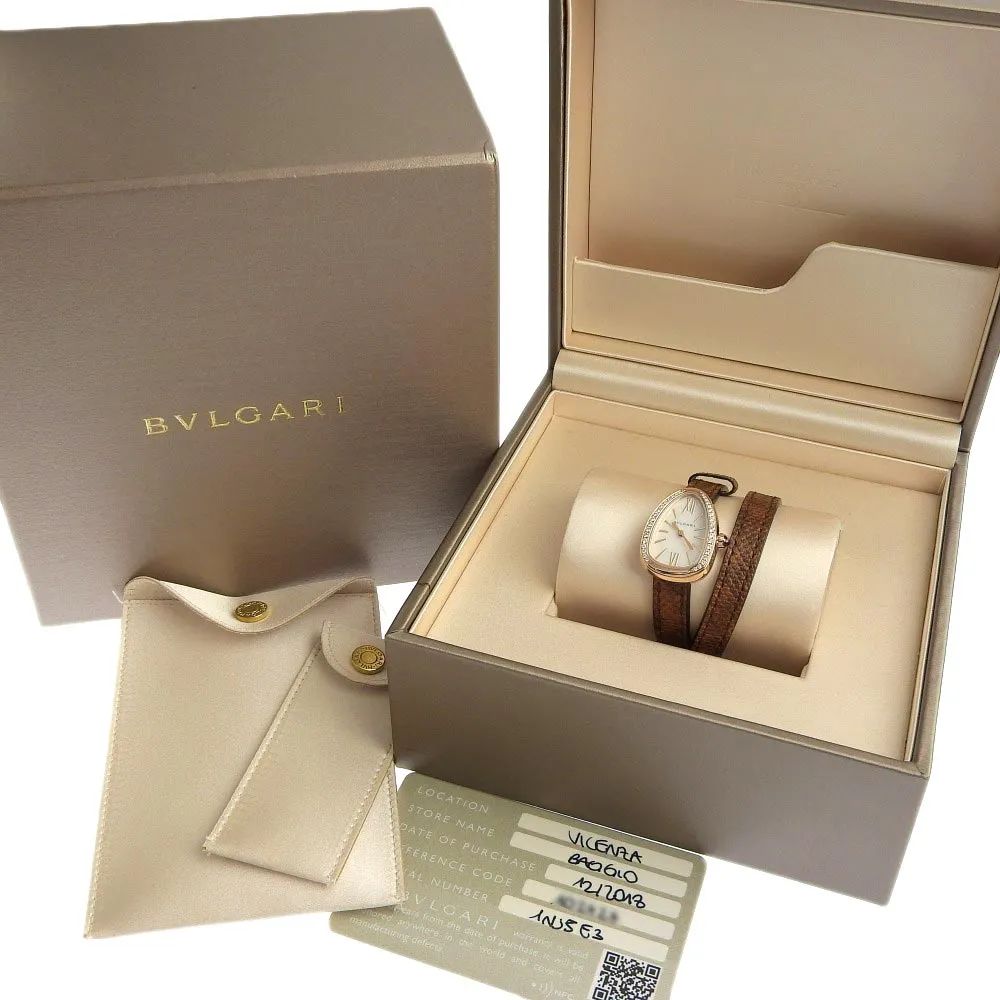 Bvlgari Serpenti Quartz Watch with Diamond Bezel, K18PG Case, Leather Strap, SPP27WPGDL