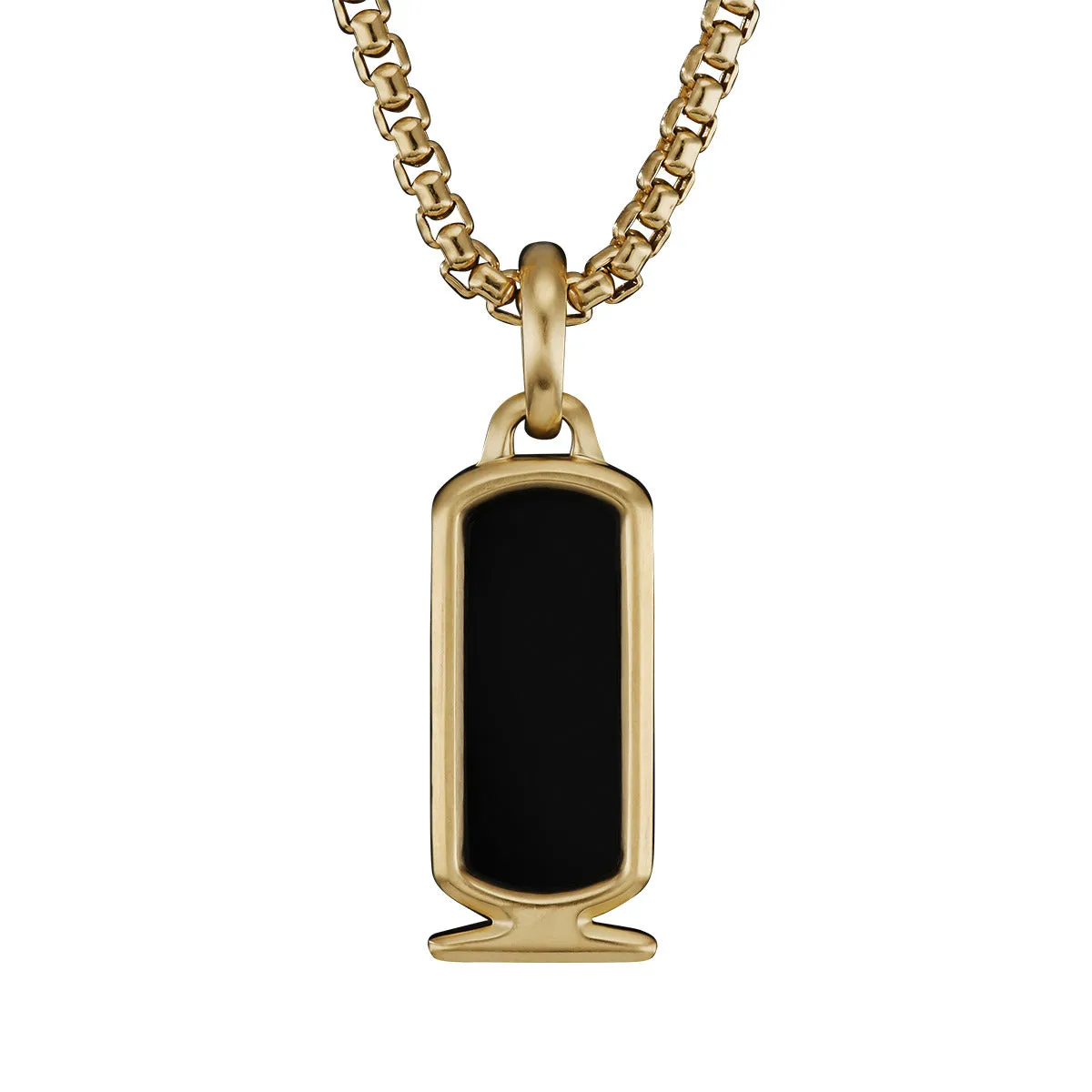 Cairo Cartouche Amulet in 18K Yellow Gold with Black Onyx