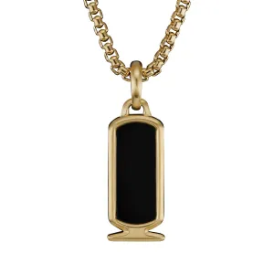 Cairo Cartouche Amulet in 18K Yellow Gold with Black Onyx