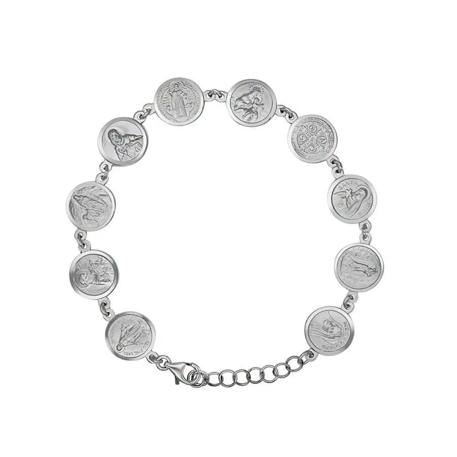 CATHOLIC MEDALS BRACELET - SILVER