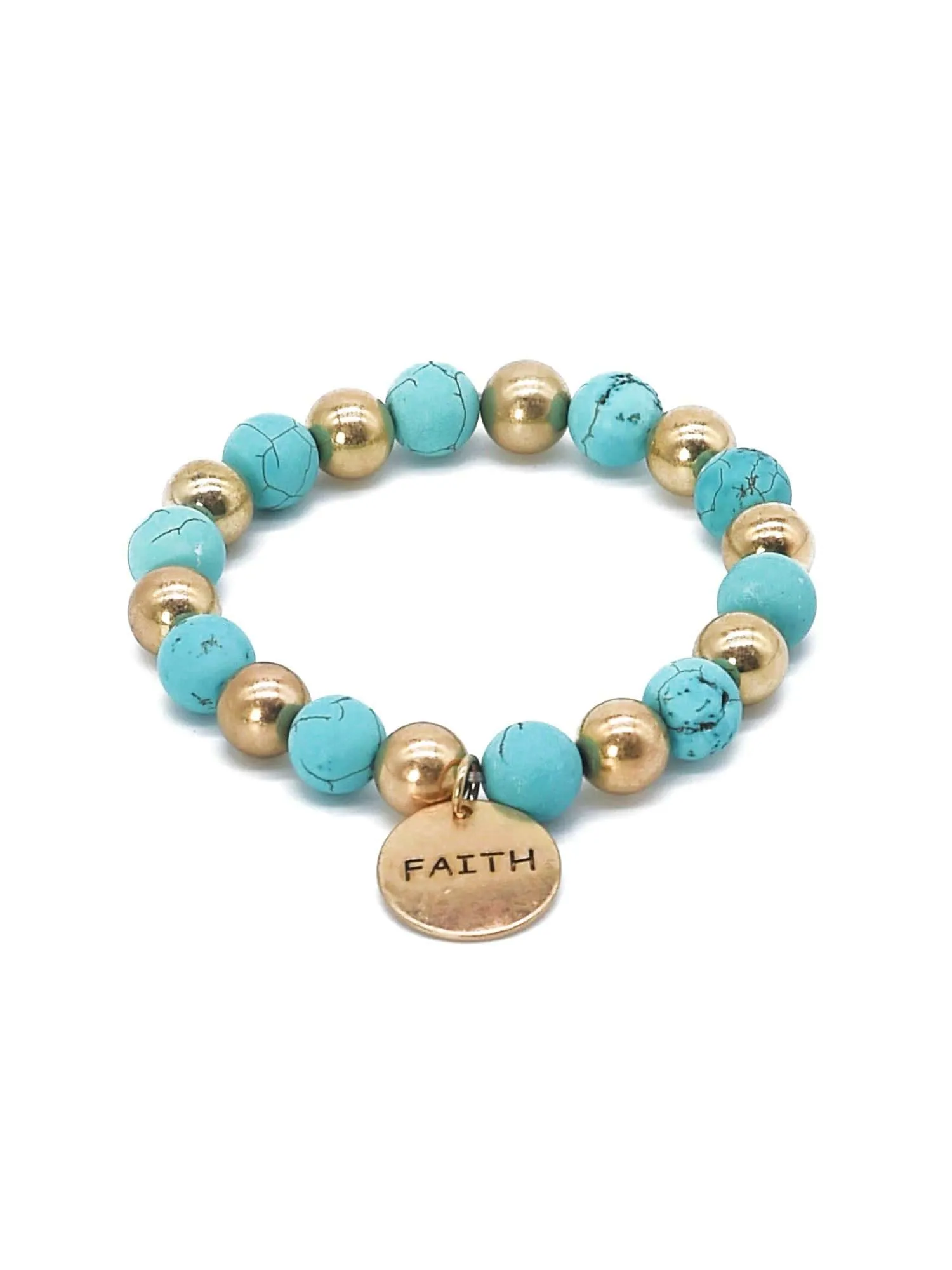 CB2130 Faith Charm Semi Precious Bracelet