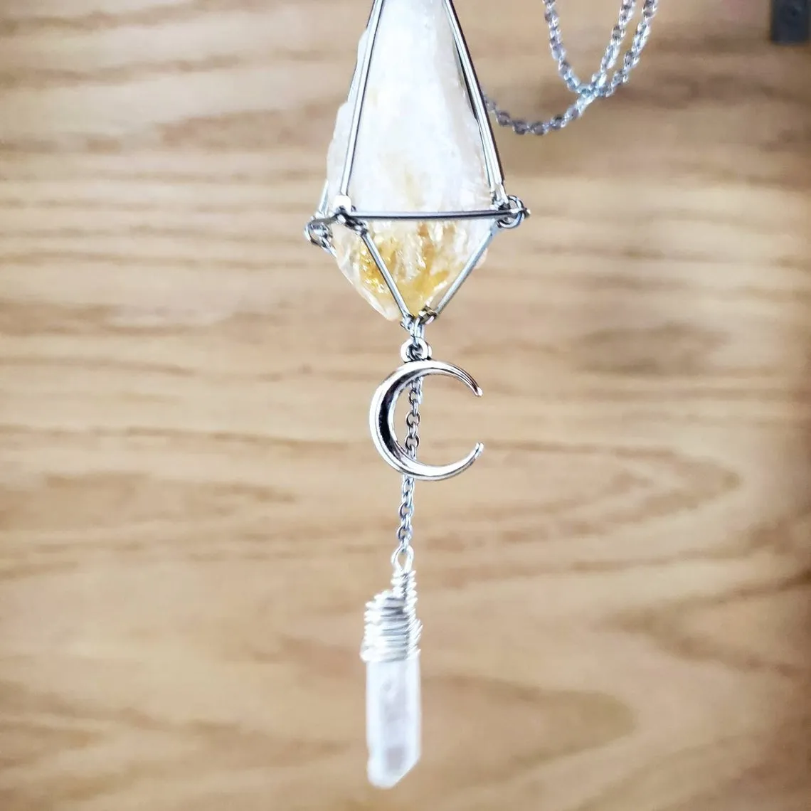 Citrine pendulum sun catcher mirror charm