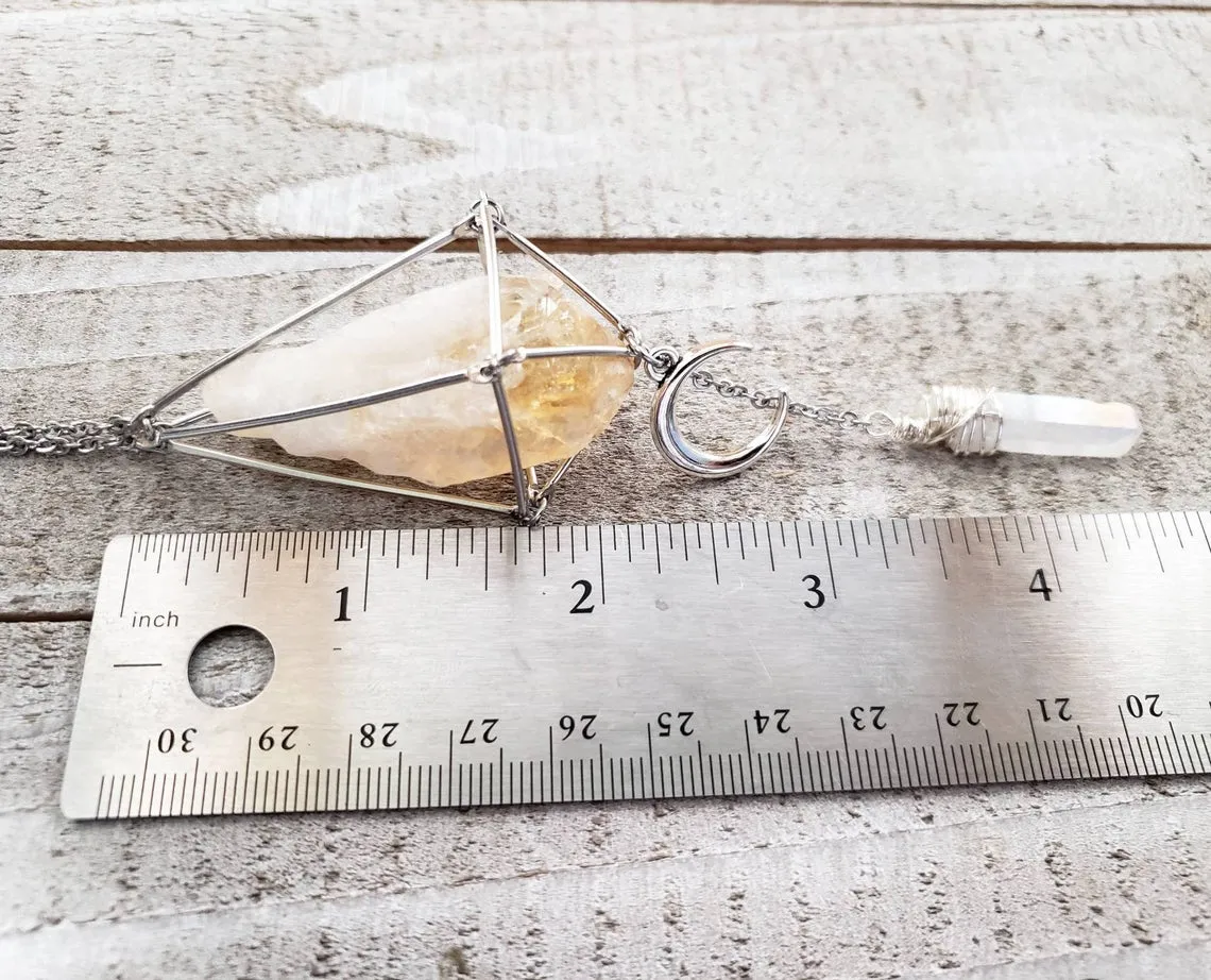 Citrine pendulum sun catcher mirror charm