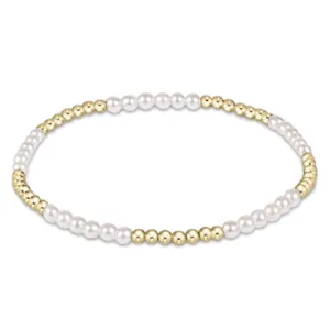 Classic Blissful Pattern 2.5mm Bead Bracelet - 3mm Pearl