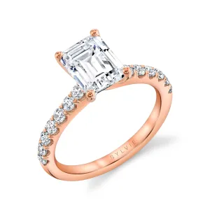 Classic Emerald Cut Engagement Ring - Aimee 14k Gold Rose