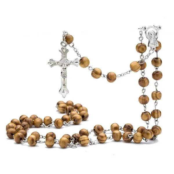 Classy Men Brown Rosary Pendant Necklace