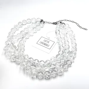 Clear Bubble Beaded Multi Strand Morgan Necklace