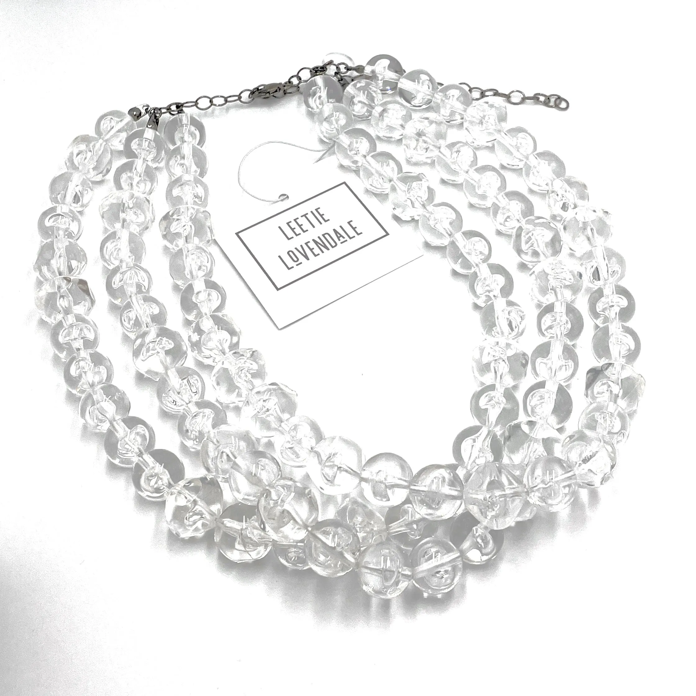 Clear Bubble Beaded Multi Strand Morgan Necklace