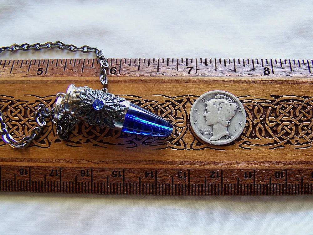 Cobalt Blue Glass Filigree Bullet Jewelry Pendant