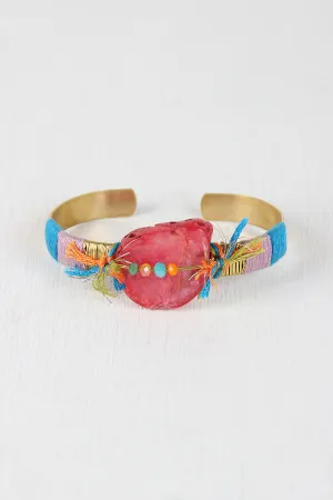 Colorful String And Stone Cuff Bracelet