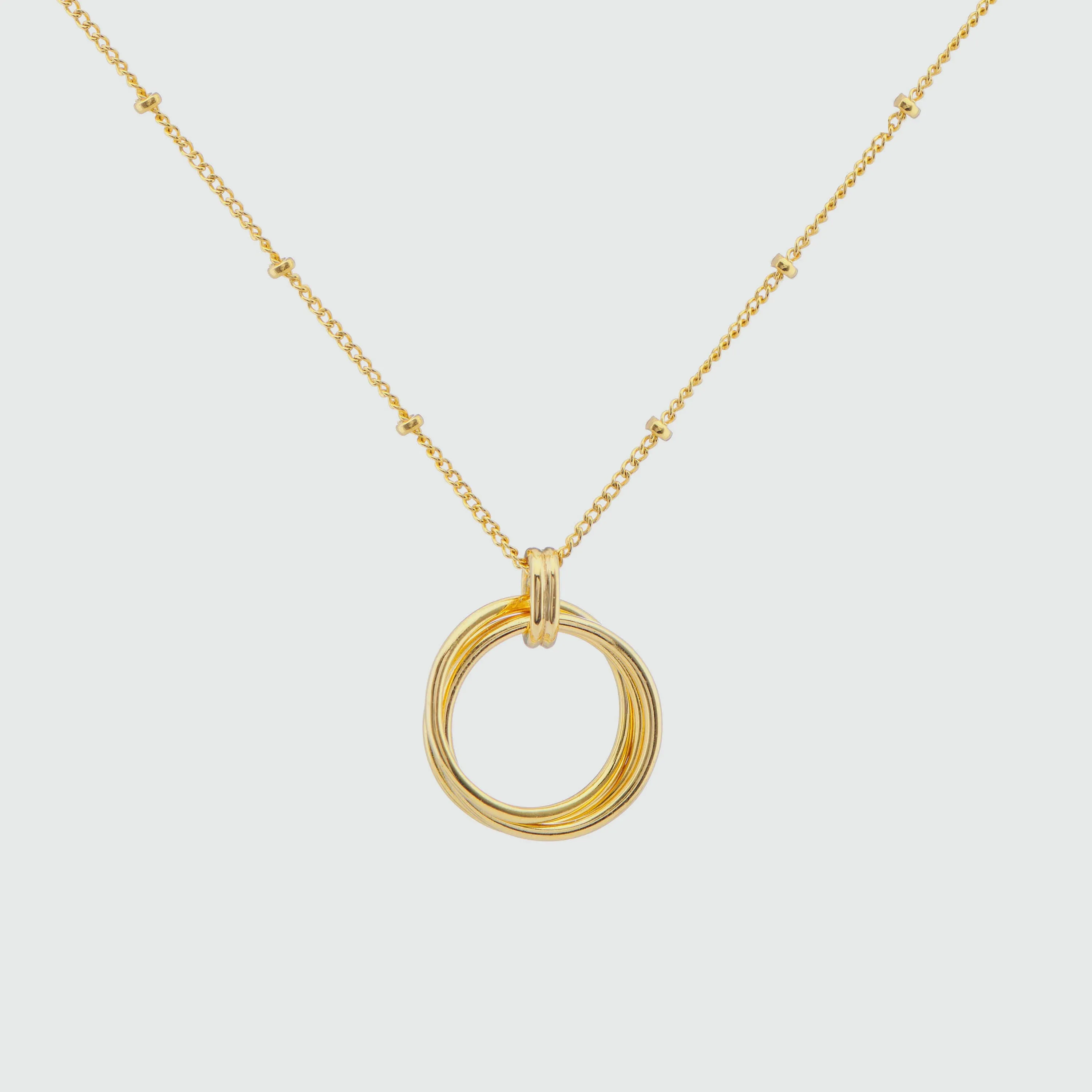 Cordoba Yellow Gold Vermeil Triple Ring Necklace