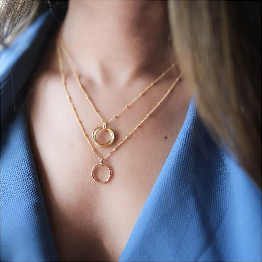 Cordoba Yellow Gold Vermeil Triple Ring Necklace