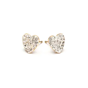 Crystal Pave Heart Earrings Gold Plated