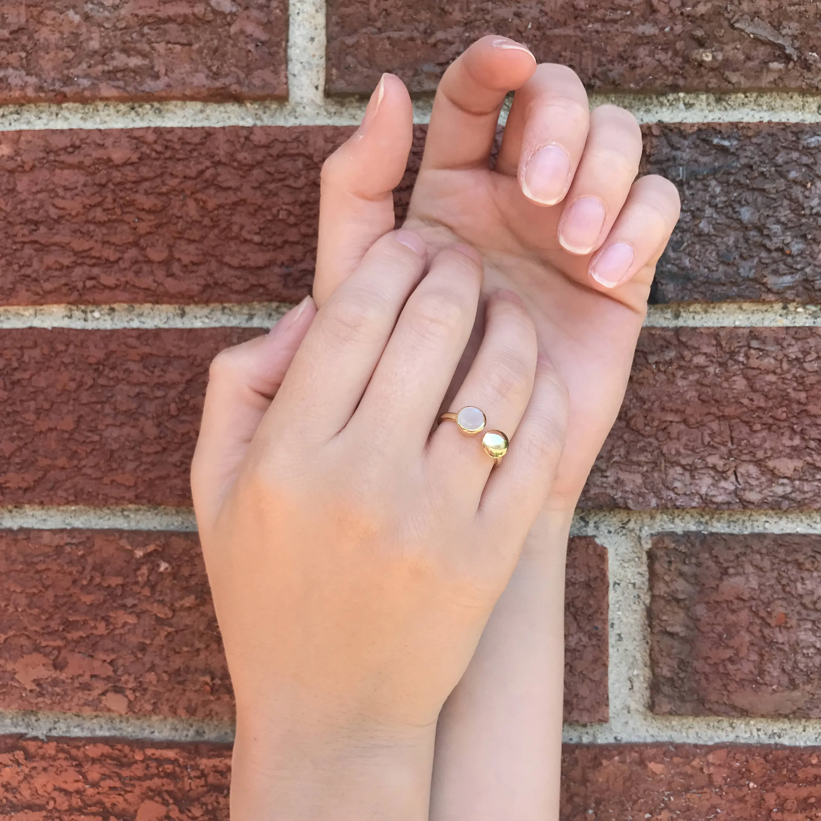 Custom Initial Adjustable Rainbow Moonstone Ring, June Birthstone