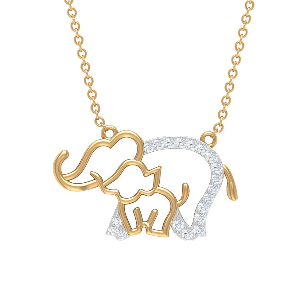 Dainty Moissanite Cute Elephant Necklace for Mothers Day Gift