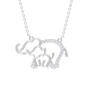 Dainty Moissanite Cute Elephant Necklace for Mothers Day Gift