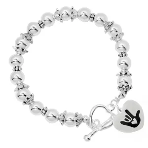 Deaf Symbol for I love You Hand Sign Beaded Charm Bracelets