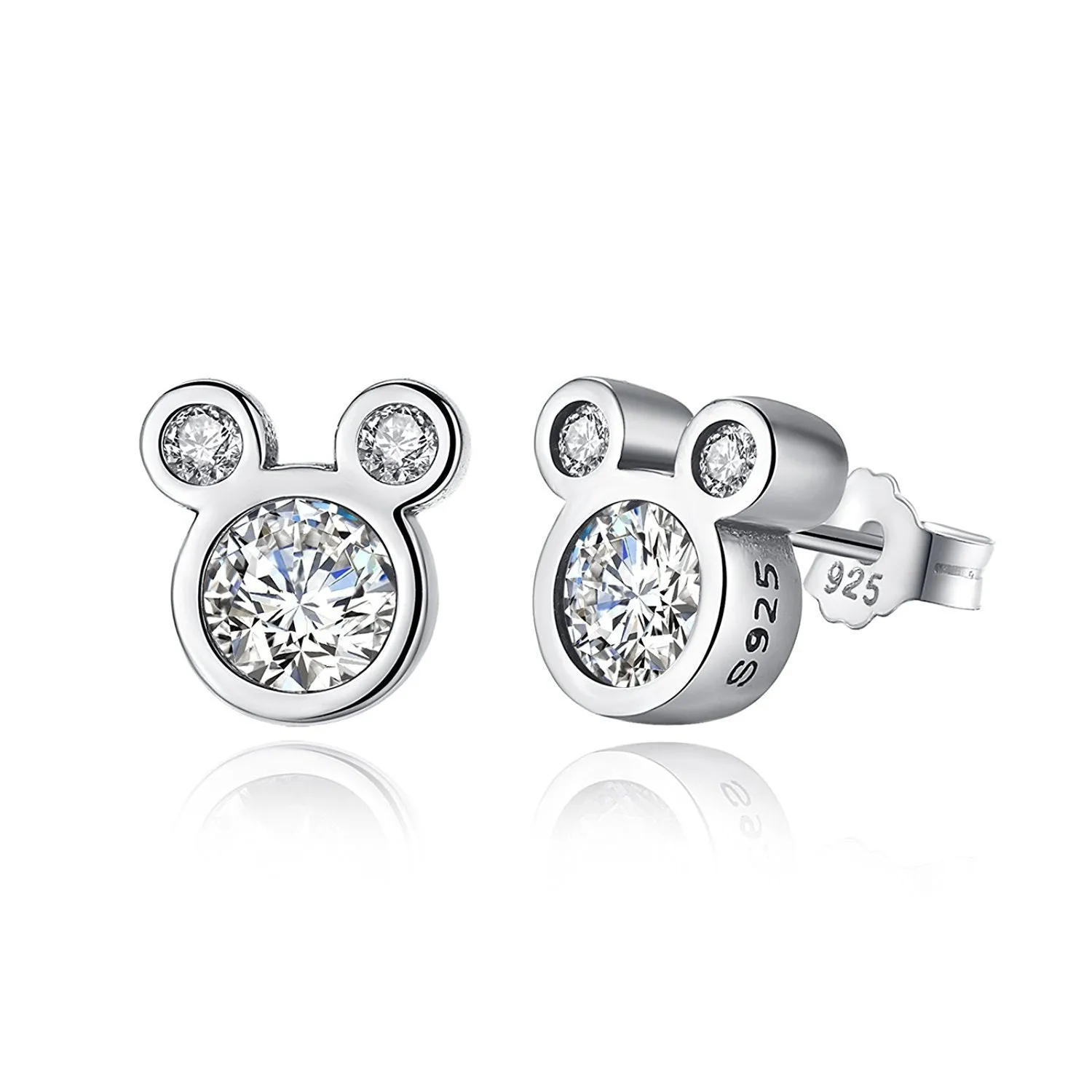 Delicate Dazzling Diamond Mickey Mouse Design Zirconia Earrings