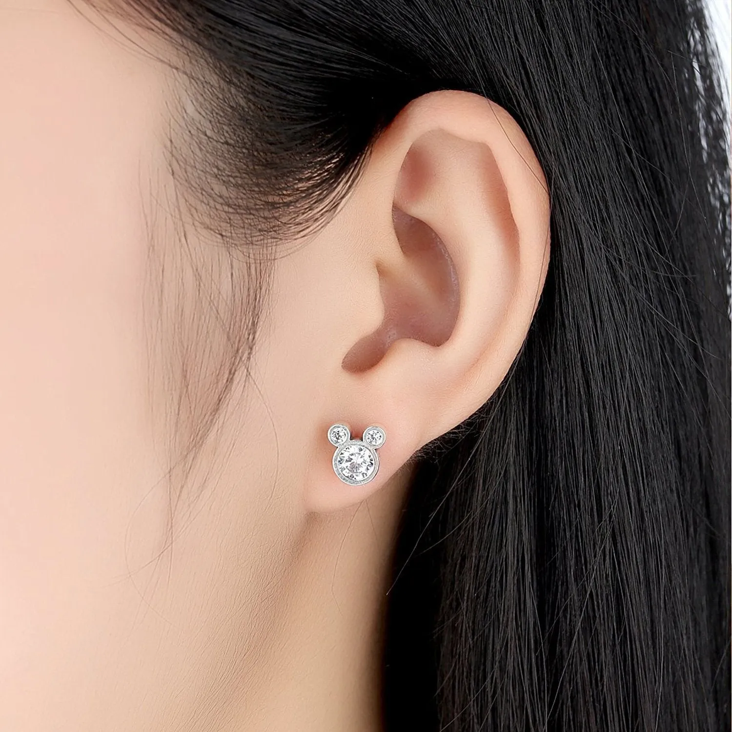 Delicate Dazzling Diamond Mickey Mouse Design Zirconia Earrings