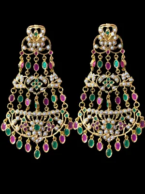 DER164 Naveen  jhoomar earrings ( Ruby emerald ) (SHIPS IN 4 WEEKS )