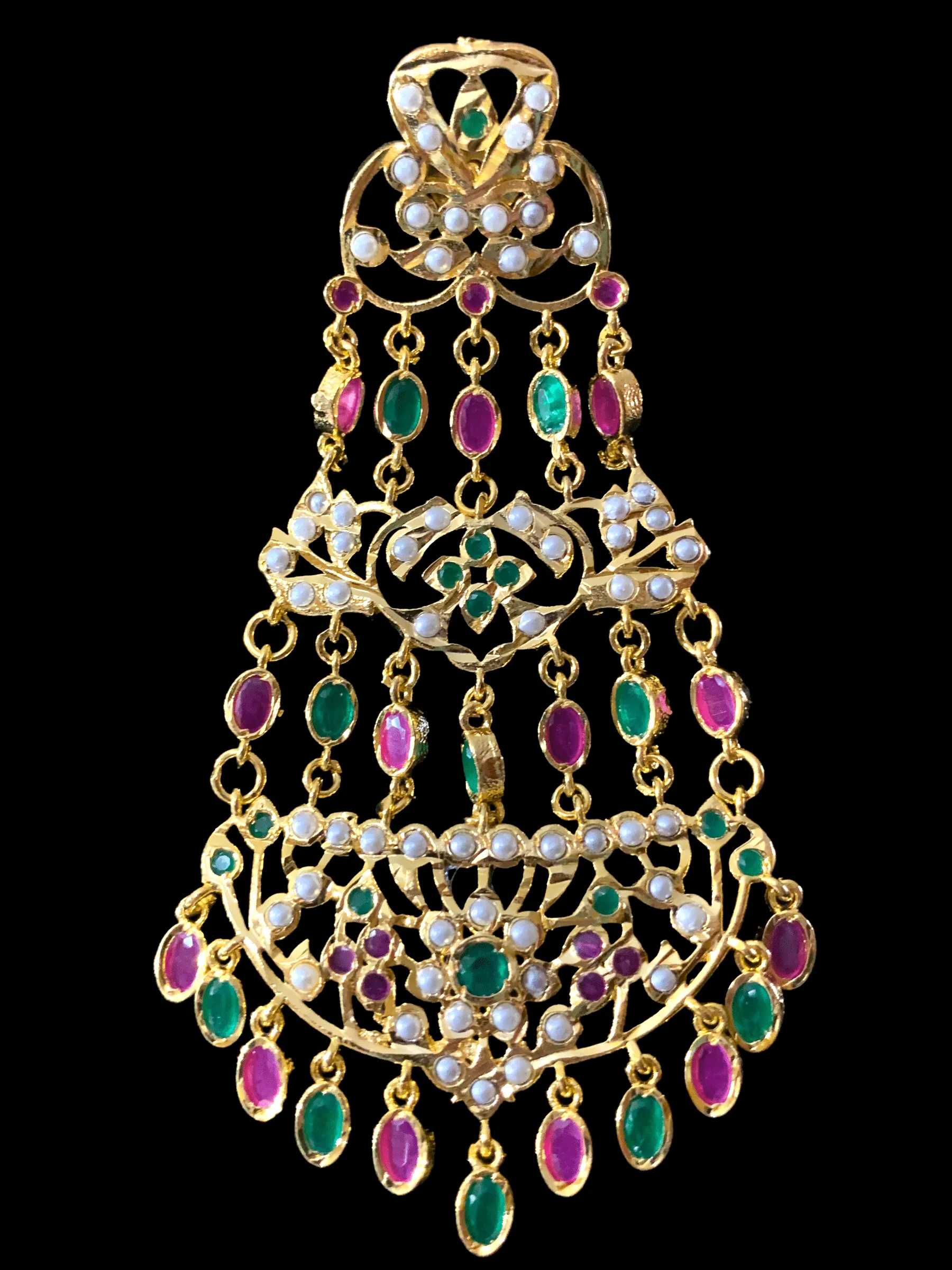 DER164 Naveen  jhoomar earrings ( Ruby emerald ) (SHIPS IN 4 WEEKS )