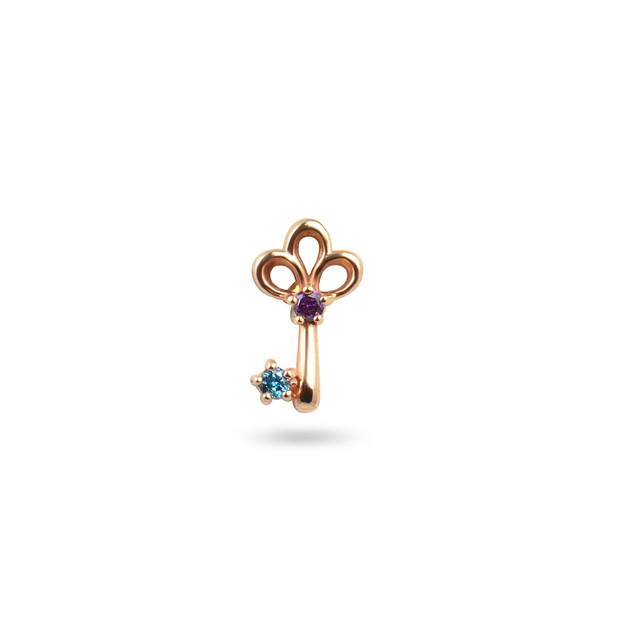 Diamond 14K Key Stud