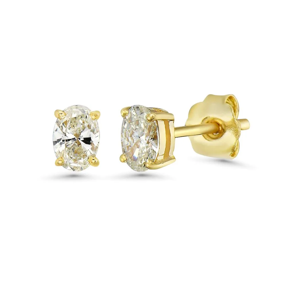 Diamond Oval Shape Studs Earrings (0.40 ct.) in 14K Gold